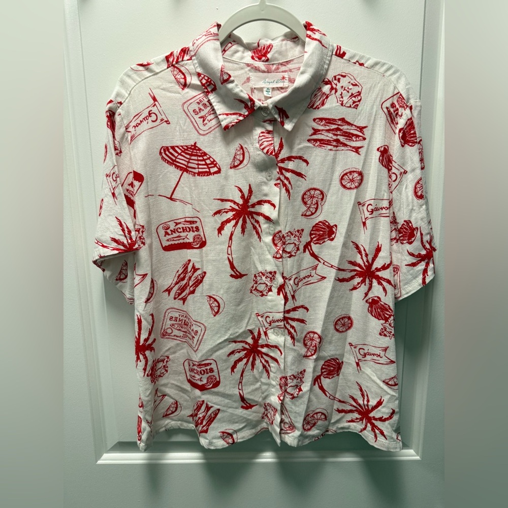 Beach theme button down top